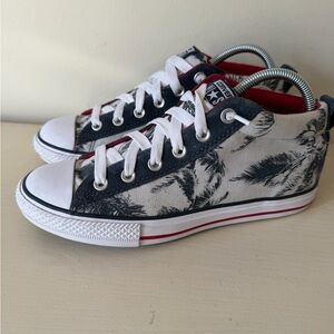 Converse Blue and White palm tree Print Sneakers